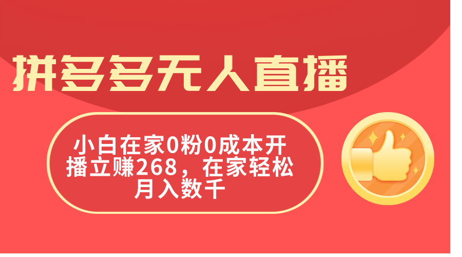 （11521期）拼多多无人直播，小白在家0粉0成本开播立赚268，在家轻松月入数千-项目网站