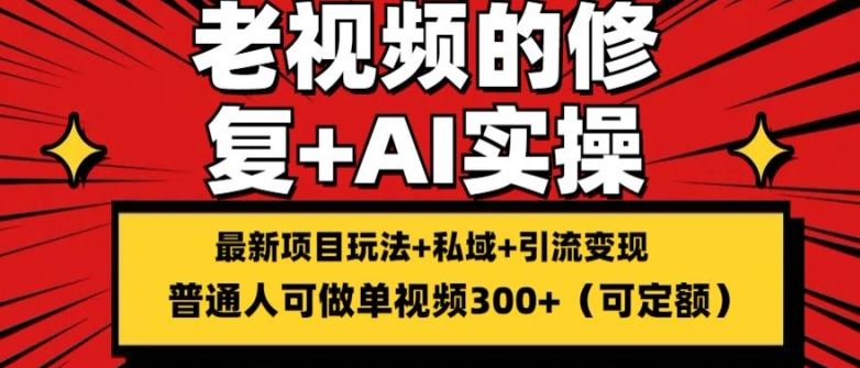 修复老视频的玩法，搬砖+引流的变现(可持久)，单条收益300+【揭秘】-项目网站