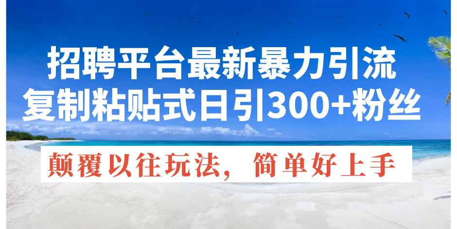 （11538期）招聘平台最新暴力引流，复制粘贴式日引300+粉丝，颠覆以往垃圾玩法，简…-项目网站