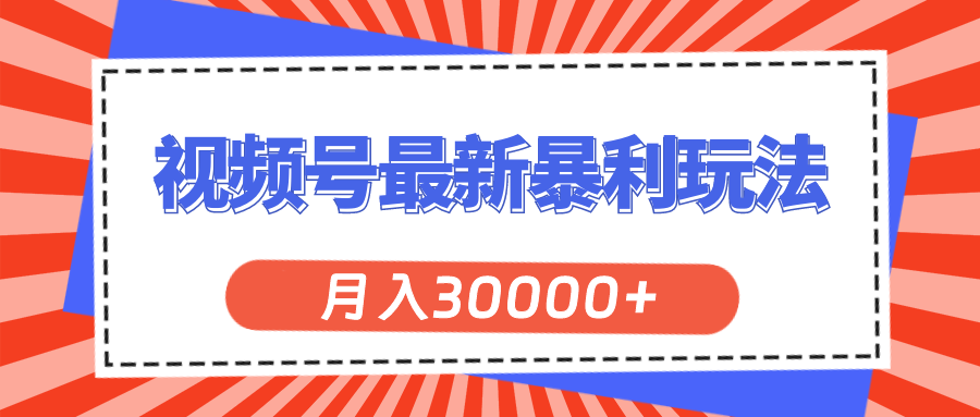 （11588期）视频号最新暴利玩法，轻松月入30000+-项目网站