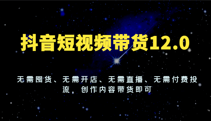 抖音短视频带货12.0，无需囤货、无需开店、无需直播、无需付费投流，创作内容带货即可-项目网站
