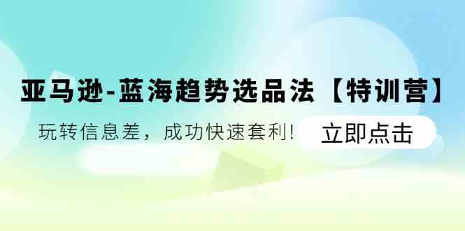 亚马逊蓝海趋势选品法【特训营】：玩转信息差，成功快速套利-项目网站