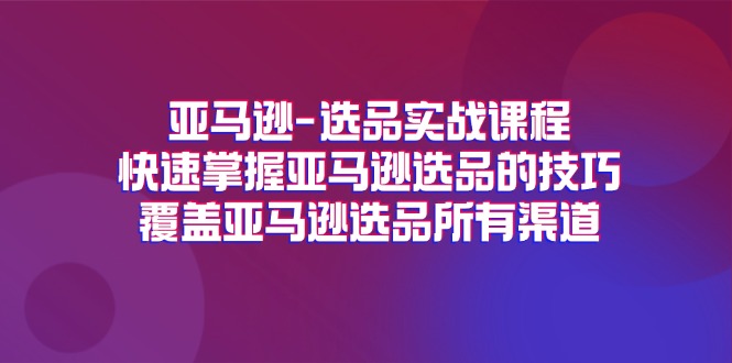 （11620期）亚马逊-选品实战课程，快速掌握亚马逊选品的技巧，覆盖亚马逊选品所有渠道-项目网站