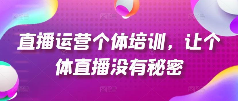 直播运营个体培训，让个体直播没有秘密，起号、货源、单品打爆、投流等玩法-项目网站