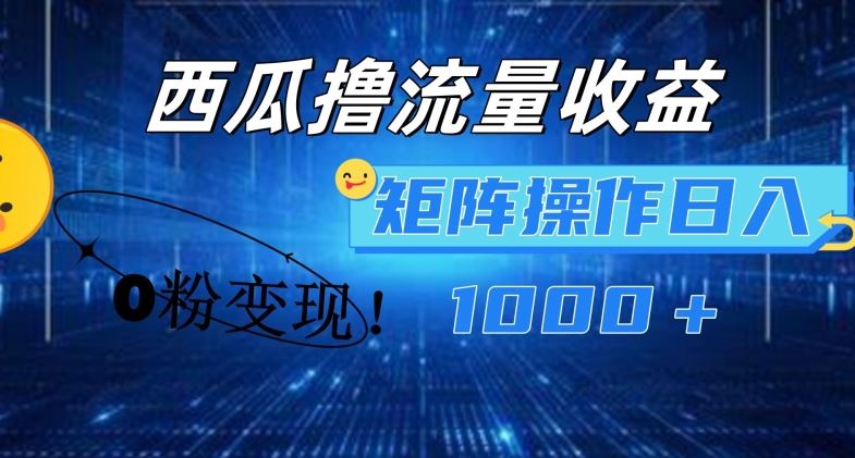 西瓜视频撸流量，简单上手，0粉变现矩阵操作，日入1000+【揭秘】-项目网站