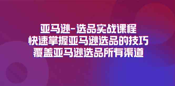 亚马逊选品实战课程，快速掌握亚马逊选品的技巧，覆盖亚马逊选品所有渠道-项目网站
