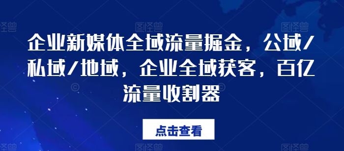 企业新媒体全域流量掘金，公域/私域/地域，企业全域获客，百亿流量收割器-项目网站