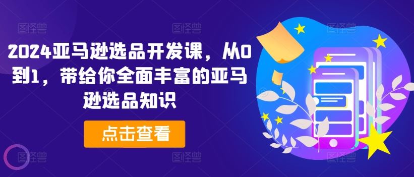 2024亚马逊选品开发课，从0到1，带给你全面丰富的亚马逊选品知识-项目网站