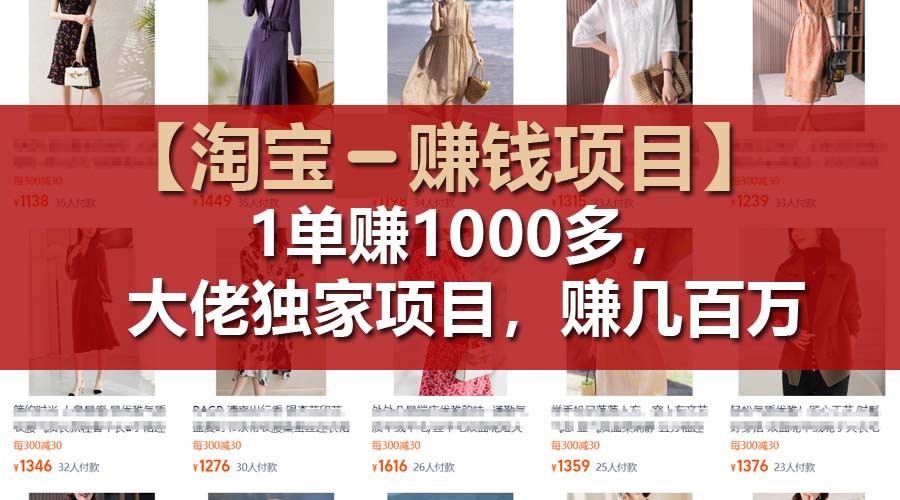 【淘宝赚钱项目】1单可赚1000多，大佬独家项目，年赚几百万-项目网站