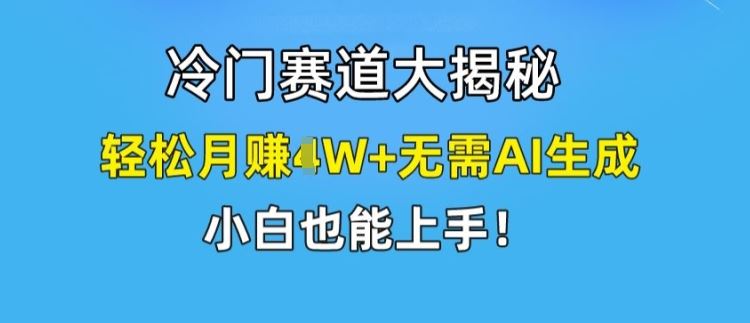 冷门赛道大揭秘，轻松月赚1W+无需AI生成，小白也能上手【揭秘】-项目网站