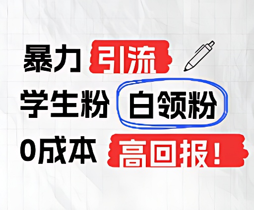 暴力引流学生粉白领粉，吊打以往垃圾玩法，0成本，高回报-项目网站