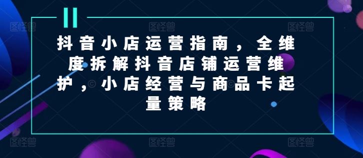 抖音小店运营指南，全维度拆解抖音店铺运营维护，小店经营与商品卡起量策略-项目网站
