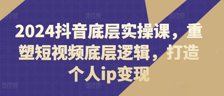 2024抖音底层实操课，​重塑短视频底层逻辑，打造个人ip变现-项目网站