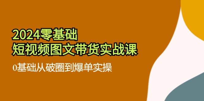 2024零基础短视频图文带货实战课：0基础从破圈到爆单实操（36节）-项目网站