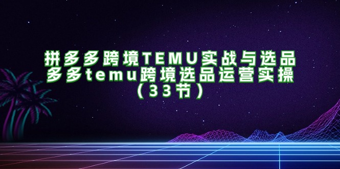 （11934期）拼多多跨境TEMU实战与选品，多多temu跨境选品运营实操（33节）-项目网站