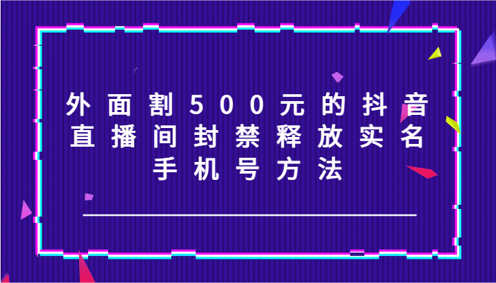 外面割500元的抖音直播间封禁释放实名/手机号方法！-项目网站
