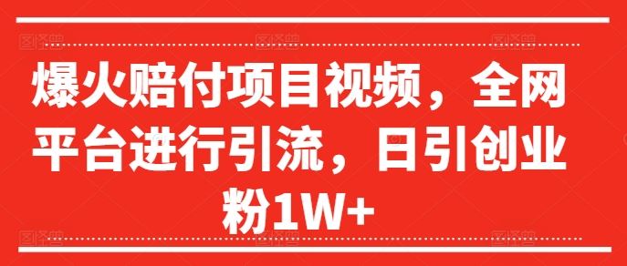 爆火赔付项目视频，全网平台进行引流，日引创业粉1W+【揭秘】-项目网站