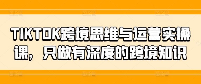 TIKTOK跨境思维与运营实操课，只做有深度的跨境知识-项目网站