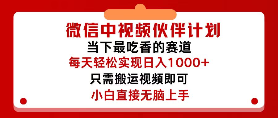 （12017期）微信中视频伙伴计划，仅靠搬运就能轻松实现日入500+，关键操作还简单，…-项目网站