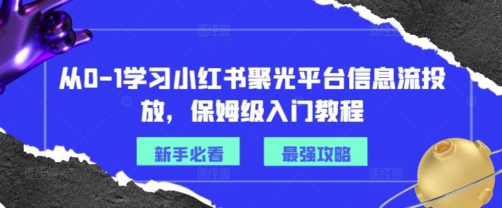 从0-1学习小红书聚光平台信息流投放，保姆级入门教程-项目网站