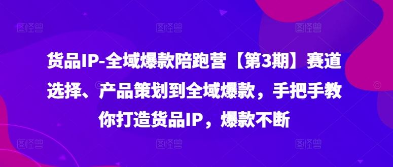 货品IP全域爆款陪跑营【第3期】赛道选择、产品策划到全域爆款，手把手教你打造货品IP，爆款不断-项目网站