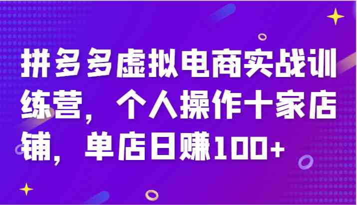 拼多多虚拟电商实战训练营，个人操作十家店铺，单店日赚100+-项目网站