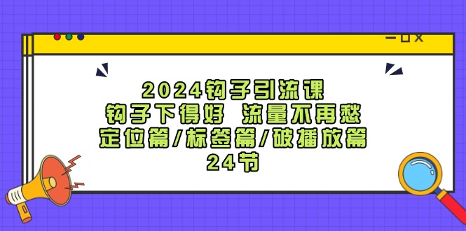 2024钩子引流课：钩子下得好流量不再愁，定位篇/标签篇/破播放篇/24节-项目网站