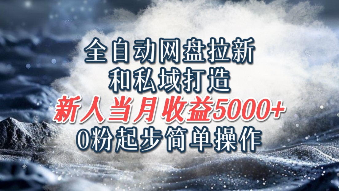 全自动网盘拉新和私域打造，0粉起步简单操作，新人入门当月收益5000以上-项目网站