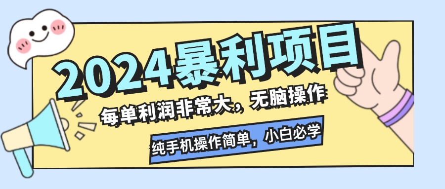 （12130期）2024暴利项目，每单利润非常大，无脑操作，纯手机操作简单，小白必学项目-项目网站