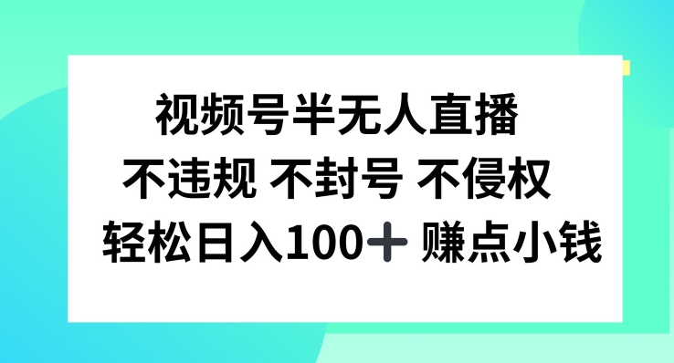 视频号半无人直播，不违规不封号，轻松日入100+-项目网站