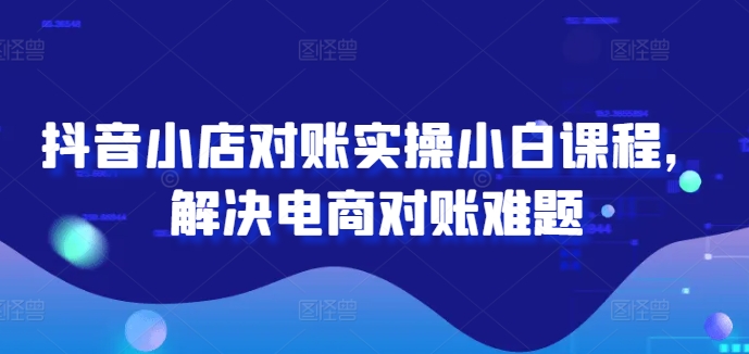 抖音小店对账实操小白课程，解决电商对账难题-项目网站