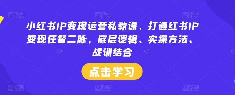 小红书IP变现运营私教课，打通红书IP变现任督二脉，底层逻辑、实操方法、战训结合-项目网站