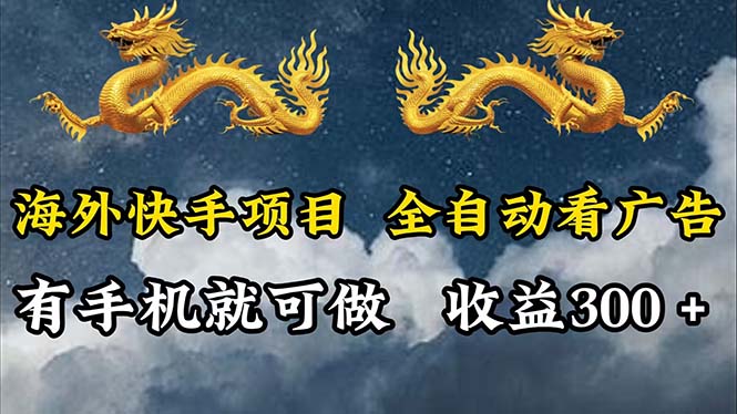 （12175期）海外快手项目，利用工具全自动看广告，每天轻松 300+-项目网站