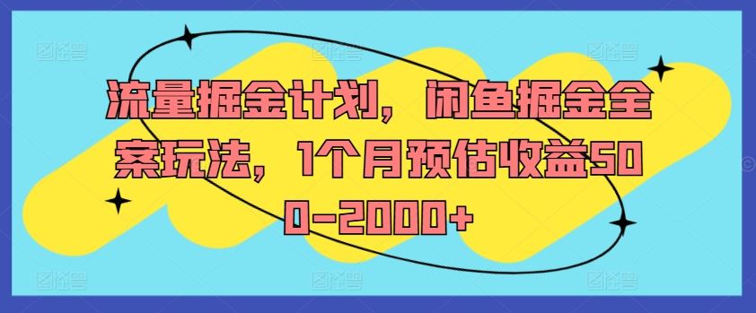 流量掘金计划，闲鱼掘金全案玩法，1个月预估收益500-2000+-项目网站