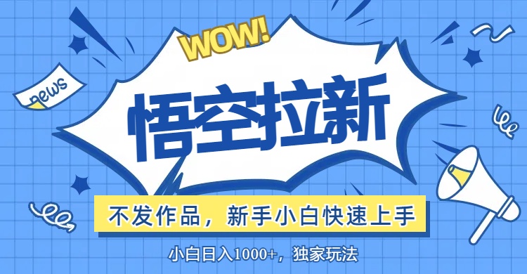 （12243期）悟空拉新最新玩法，无需作品暴力出单，小白快速上手-项目网站