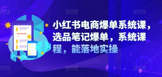 小红书电商爆单系统课，选品笔记爆单，系统课程，能落地实操-项目网站