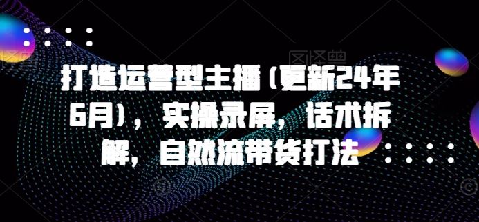 打造运营型主播(更新24年9月)，实操录屏，话术拆解，自然流带货打法-项目网站