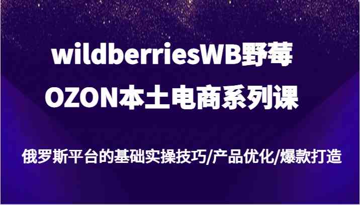 wildberriesWB野莓/OZON本土电商系列课，俄罗斯平台的基础实操技巧/产品优化/爆款打造-项目网站