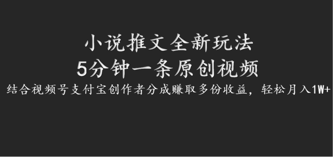 小说推文全新玩法，5分钟一条原创视频，结合视频号支付宝创作者分成赚取多份收益-项目网站