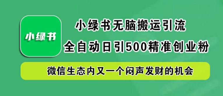 小绿书无脑搬运引流，全自动日引500精准创业粉，微信生态内又一个闷声发财的机会【揭秘】-项目网站