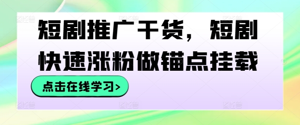 短剧推广干货，短剧快速涨粉做锚点挂载-项目网站