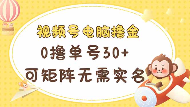 视频号电脑撸金 0撸单号30+ 可矩阵 无需实名多号多得-项目网站
