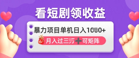 2025年4月最新看短剧领收益，单机日收入1k【揭秘】-项目网站
