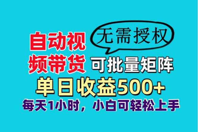 自动视频带货，可批量矩阵，单日收益500+、轻松实现睡后收益，小白可…-项目网站