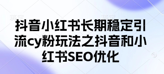 抖音小红书长期稳定引流cy粉玩法之抖音和小红书SEO优化-项目网站