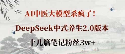 AI中医大模型杀疯了！DeepSeek中式养生2.0版本，十几篇笔记粉丝3w+-项目网站