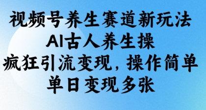视频号养生赛道新玩法，AI古人养生操，疯狂引流变现，操作简单，单日变现多张-项目网站