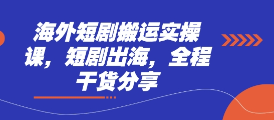 海外短剧搬运实操课，短剧出海，全程干货分享-项目网站