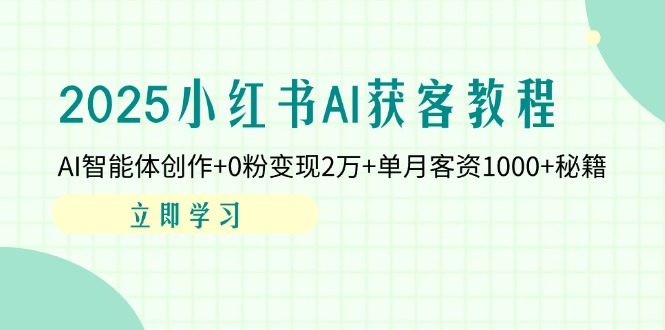 2025小红书AI获客教程：AI智能体创作+0粉变现2万+单月客资1000+秘籍-项目网站
