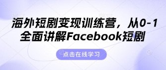海外短剧变现训练营，从0-1全面讲解Facebook短剧-项目网站